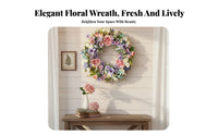 Artificial Flower Wreath Everlasting Decor Spring Summer Wreath Bright Hued Dwelling Decoration for Easter, Family Appreciation Day, Wedding