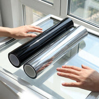 Window Film Privacy and Window Tint for Home Office, Silver Reflective Privacy Film for Bathroom, 2 Mil Window Security Film, 85% Heat Insulation