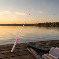 Pink Macaron Carbon UL Solid Baitcasting Rod Set for Kids and Beginners