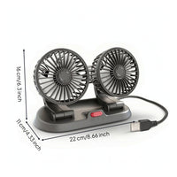 twoHead Car Fan Sturdy Dual Head Car Fan Wired Slim for Road Trippers, Trucks