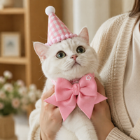 Dog Birthday Collar, Bow Tie, Hat Set, Cat Birthday Party Decoration, Anniversary Celebration, Polyester-made, 30cm Stretchable