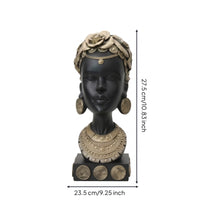 African Woman Bust Statue Afrocentric African Lady Bust Ornate Figurine with Earrings and Necklace for Art Collectors, Living Room, Bookcase