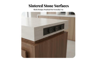 Multi-Functional Integrated Island and Dining Table mid-century modernera Modern design transformable Kitchen Island Table abrasion-resistantResistant Top Storage Cabinet Space-Saving for Cooking aficionados, Apartment Dwellers, Entertainers, Small Spaces