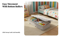 Under-Bed Rolling container Large Capacity Wheeled Storage container particlesproof for Students