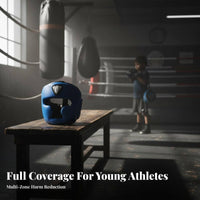 Shock Absorbing Kids Boxing Helmet Triple Layered Padding children's Sparring Headgear Long-Lasting PU Leather Young Full Protection Head Guard Lightweight Design for Toddlers, Girls, Beginners, Muay Thai, Combat Arts, Kickboxing, Training