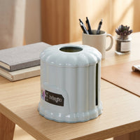 Coffee Table Tissue Box Holder for Living Room, Multi-Purpose Desk Organizer for Toilet Tissue, Round Roll Design with Lid, Modern Plastic 1 Pack