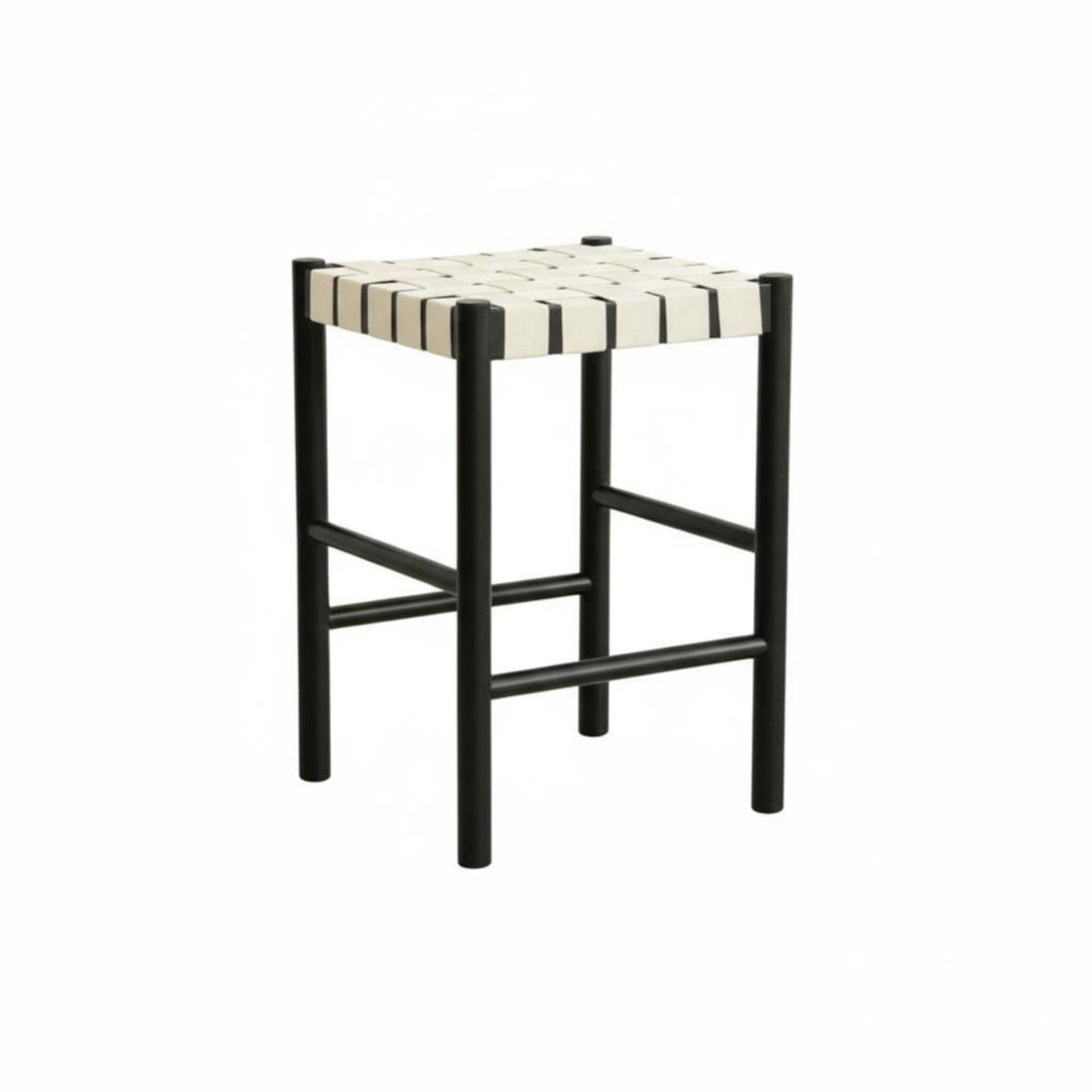 Nordic Design Wooden Highrear Stool with Woven Seat durable Wood Frame Counter Chair Minimalist Aesthetic Home Furniture Integrated Footrest for Bar Owners, Homeowners, Families, Cafe, Reception Area, Kitchen Island, Dining Room
