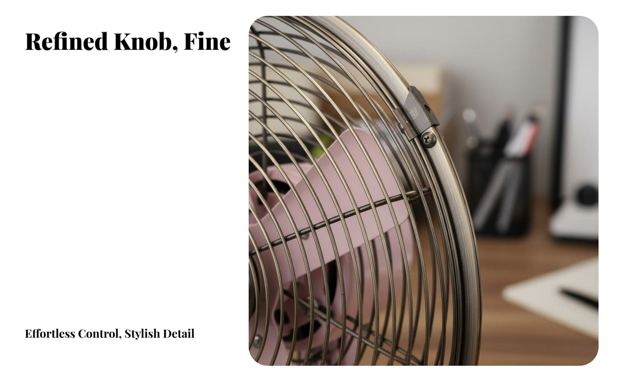 Pure Copper Engine Retro Desk Fan Powerful Airflow Metal Tabletop Fan Low Noise Home Appliance Wide Base for Office, Bedroom