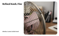 Pure Copper Engine Retro Desk Fan Powerful Airflow Metal Tabletop Fan Low Noise Home Appliance Wide Base for Office, Bedroom