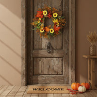 Autumn Blossom Wreath Hangable Door Wreath Seasonal Home Decoration for Shop Entrance, Wall