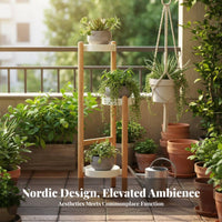 Nordic Design Multi-Tier Plant Stand Minimalist Aesthetic Tiered Corner Stand Space-Saving Design Display Shelf Stable Tripod Base for Gardeners, Homeowners, Living Room, Balcony, Bedroom, Office