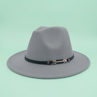Fedora Hat for Men and Women with Wide Brim and Belt Buckle Detail, Wool Felt Jazz for Autumn Winter Wear, Adjustable Sizing Classic Round Crown