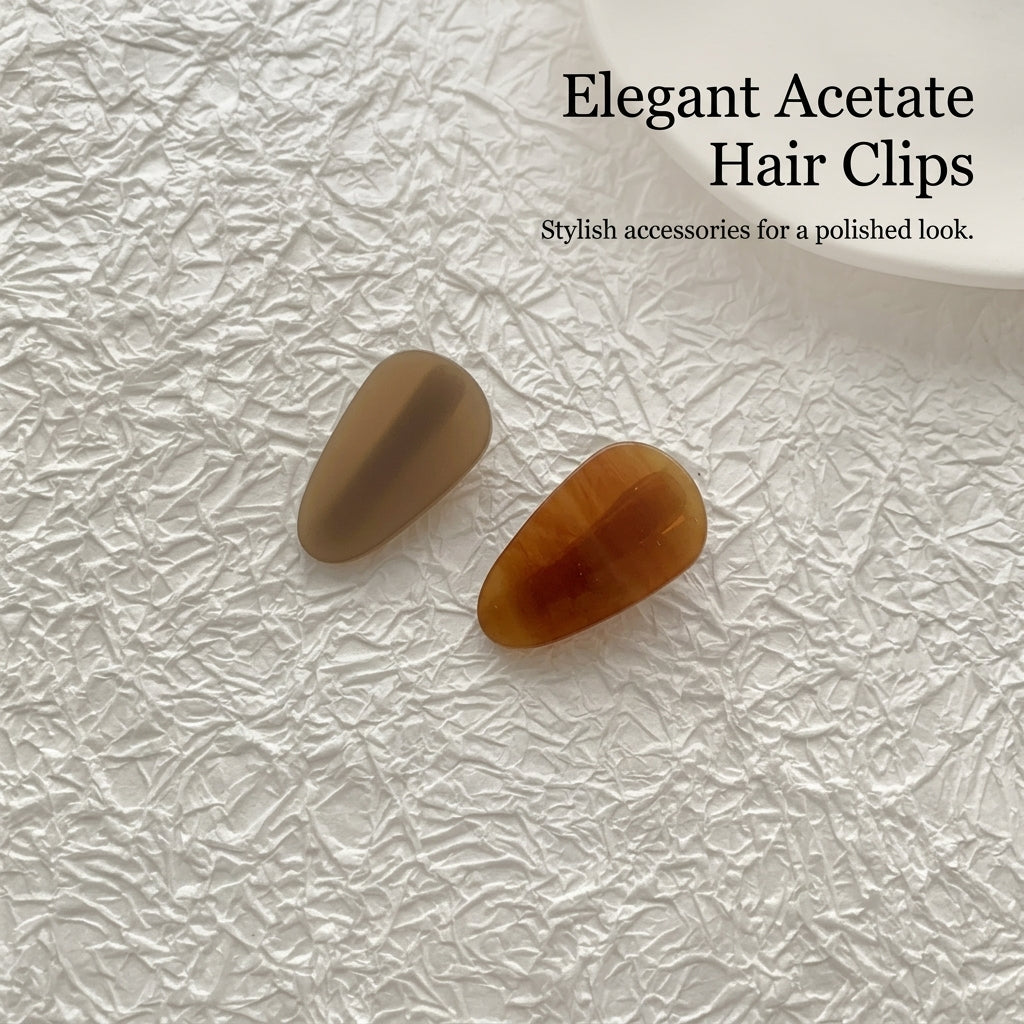 Duck for Women, Handmade Barrettes for Styling Flyaways, Small Size Spring Clamp Accessories for Young Teardrop Shape Set
