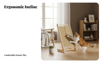 Solid Wood Frame Sisal Cat Scratcher with Toy Balls Low-Shedding Sisal Scratching Post with Toy Multi-Functional Design Wooden Cat Scratching Board Built-in Interactive Toys for Indoor Cats, Kittens