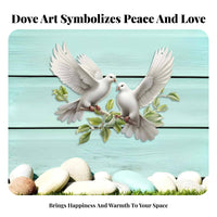 Feather Details Dove Wall Decor Layered Design Metal Wall Decoration White Finish