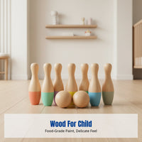 Wooden Bowling Toy for Kids, Educational Indoor Game, Colorful Set for Boys and Girls