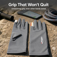 Ice Silk Two-Finger Sun Protection Fishing Cycling Gloves for Outdoor Sports