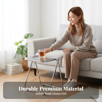 Foldable Design Transparent C-Shaped Table Minimalist aesthetic Household Furniture Lightweight Home Furnishing Space-Saving for Apartment Dwellers, Students, Homeowners, Living Room, Balcony, Beside the Sofa, Small Spaces