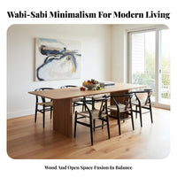 Block Leg Plank Table dense Wood Conference Desk Minimalist Design Office Furniture for Interior Designers, Homeowners, Dining Room, Restaurant, Study