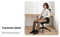 Lumbar Support Ergonomic Mesh Back Roller Chair Fully Adjustable Swivel Rolling Chair with Flip-up Arms Space-Saving Task Seat Supports 300 Lbs for Telecommuting Workers, Students, Gamers, Conference Room, Reception Area