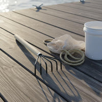 2 Pieces Metal Head Clam Rake Net Basket Beach Digging Rake Beachcombing Outdoor Tool Sturdy for Tidal Flat, Shoreline