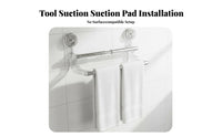 Drillnon-Drilling Installation Suction Cup Double Towel Bar No Drilling Bathroom Accessory Waterproof Wall Rack Strong Load-Bearing for Renters, Homeowners, Families, Washroom, Restroom, Shower Room, Entryway