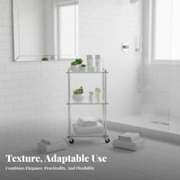 Space-Saving Multi-Tier Rolling Stand Minimalist Design Multi-Tier Rolling Trolley Easy Assembly Storage Rack Sturdy Frame for Apartment Dwellers, Office Workers, Bathroom, Living Room, Kitchen, Narrow Areas