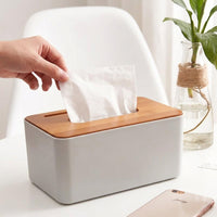 Tissue Box for Home Office and Living Room, Modern Minimalist Box of Tissues with Wood Lid, Multi-purpose Rectangular Boxes of Tissues, 1 Pack