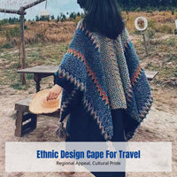 Ethnic Style Cape, Tibetan Travel Outfit, Knitted Shawl for Women, Boho Poncho, Outdoor Scarf