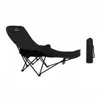 Heavy Duty Steel Frame Folding Camping Chair Side Storage Pocket Reclining Moon Chair Built-in Headrest Portable Beach Lounger Detachable Leg Rest for Beachgoers, Backyard