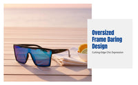 Punk Style Sunglasses, Oversized Square Frame, Outdoor Cycling, Unisex