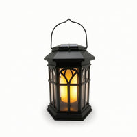 Flame-Effect Lantern with Carrying Handle Decorative Hanging Solar Lantern Weatherproof Portable for Courtyard