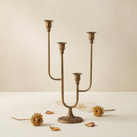 Cast Iron Candle Holder Candelabra Asymmetrical Multi-Arm Candlestick Four-Cup Iron Candlestick