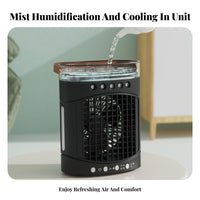 Desktop Misting Fan Cools & Humidifies Personal Humidifier Fan 5 Mist Nozzles USB Air-Powered Chiller for Students, Office Workers, Dorm Room, Bedroom