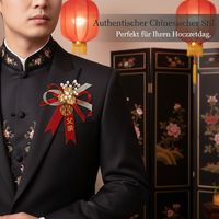 Chinese Style Wedding Corsage Brooch Set for Groom, Bride, Groomsmen, Bridesmaids, and Family