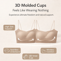 Sports Bra for Women Push Up with No Underwire Seamless Design, Bralette with Molded Cups for Invisible Support