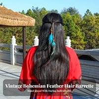 Feather Hair Clip Bohemian Design Tassel Bead Hair Piece Feathers Clip-in Feather Hairpiece for Women, Girls, Beach Vacation, Festivals, Travel