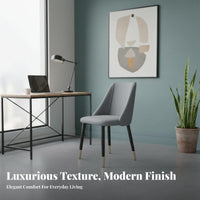 Light Luxury Design Upholstered Side Chair with Metal Legs Modern Minimalist Design Armless Four-Legged Chair Padded Cushion Dining Seat Ergonomic Curved Back for Interior Decorators, Business Owners, Kitchen, Living Room, Home White Ice, Restaurant