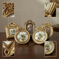 5 Pieces Tabletop Photo Frame Vintage Picture Frame with Stand Gold Tone Picture Holder for Collectors
