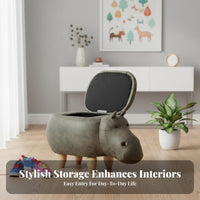 Cartoon Design Hippopotamus Storage Stool Multi-Functional Hippo Storage Ottoman Sturdy and Stable creatureShaped Seat Easy to Clean for Children, Families, Parents, Entryway, Living Room, Playroom, Bedroom
