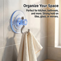 Vacuum Hook Stainless Steel Suction Cup Heavy Duty for Smooth Surface, Removable Hangers for Students and Dorms