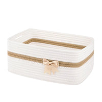 Rope Basket with Handle Sturdy Rope Basket for Shelf, Dresser