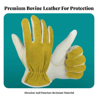 Retardant Argon Arc Soldering Gloves Flexible Cowhide Soldering Gloves Elastic Wrist for Mechanics, Construction Workers, Gardening