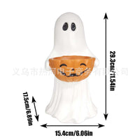 Halloween Ghost Statue with Pumpkin Candy Bowl Decoration