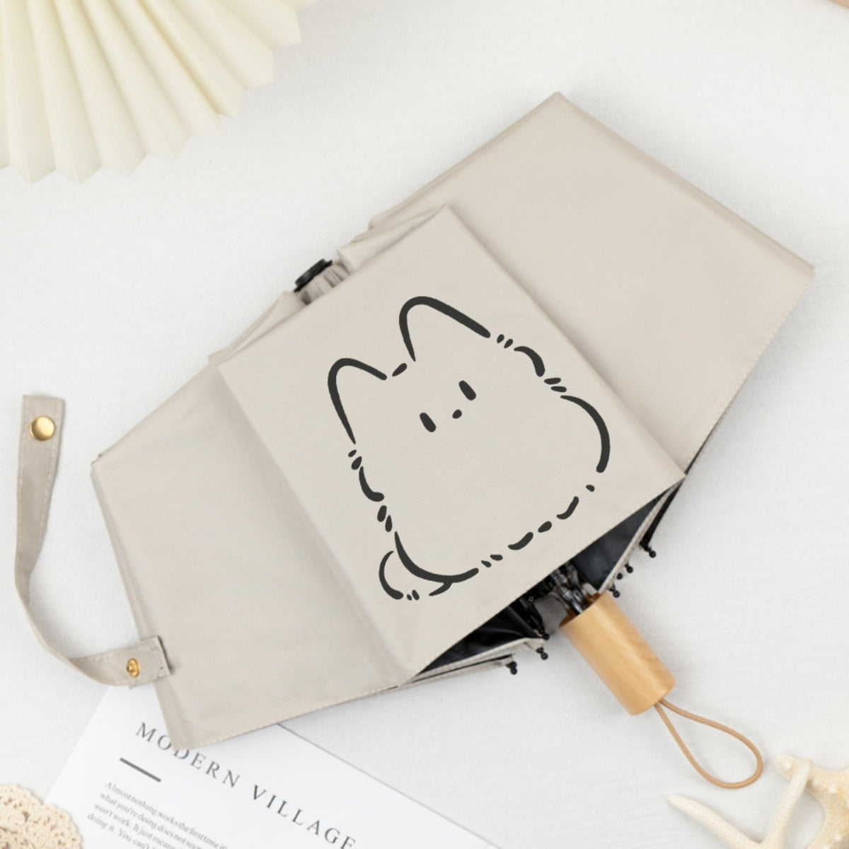 Cute Cat Folding Umbrella Sun and Rain Protection