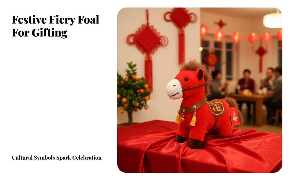 Stuffed Horse with Wealth Bag Good Fortune Symbol Chinese Astrological Horse Doll Vernal Holiday Auspicious Totem