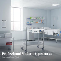 Easy to Clean Stainless Steel Medical Trolley Thickened Material Trolley Stainless Steel Medical Cart Sturdy and Long-Lasting for Dentists, Beauticians, Hospital, Operating Room, Laboratoryoratory Oratory