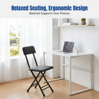 Portable Folding Chair, Leather Backrest, No Assembly, Home, Balcony, Training