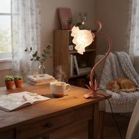 Green Flower Desk Lamp Decorative Indoor Lighting Flexible Gooseneck for Bedside