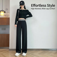Wide Leg Trousers for Women UK with High Waisted Design, Casual in Blend Material, Loose Fit Pants for Everyday Wear